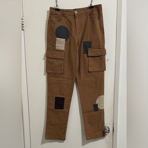 Forever 21 Men's Brown and Tan Patchwork Cargo Pants (32Wx32L) NWT